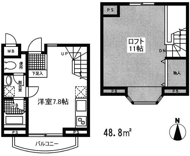 CASA GIOIA(1DK/1階)の間取り写真