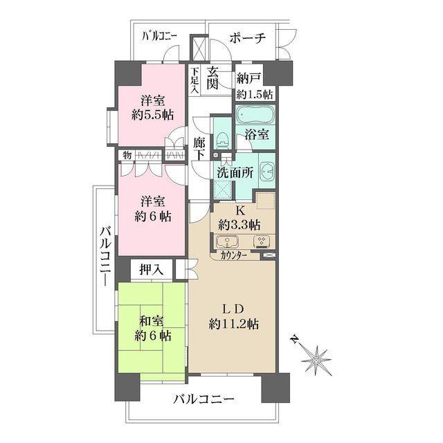 ガーデナヴィルラグナ市川妙典(3LDK/6階)の間取り写真
