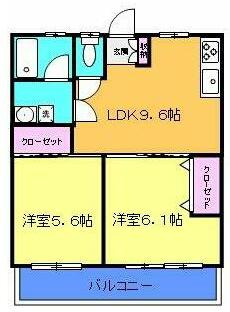 サンヒルズK(2LDK/1階)の間取り写真