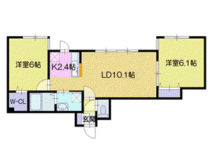 ヴァンベール羊が丘(2LDK/1階)の間取り写真