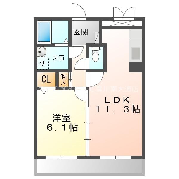 桜ケ丘LUCKHILL(1LDK/1階)の間取り写真