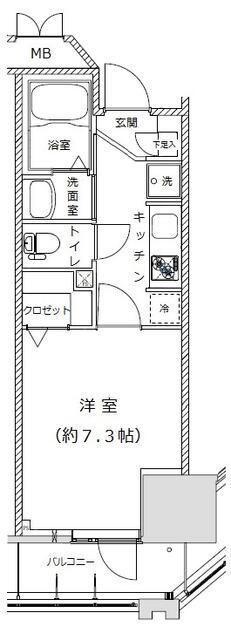 ライジングプレイス亀戸(1K/2階)の間取り写真