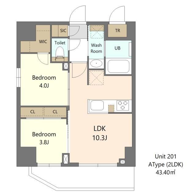 S-RESIDENCE浅草CLARITY(2LDK/3階)の間取り写真
