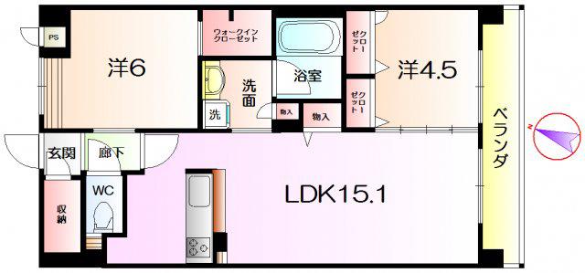 グレイスガーデン三国ヶ丘(2LDK/8階)の間取り写真
