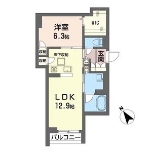 アルフラット(1LDK/1階)の間取り写真