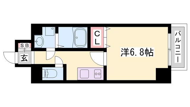 MISTRAL姫路駅前IV(1K/3階)の間取り写真
