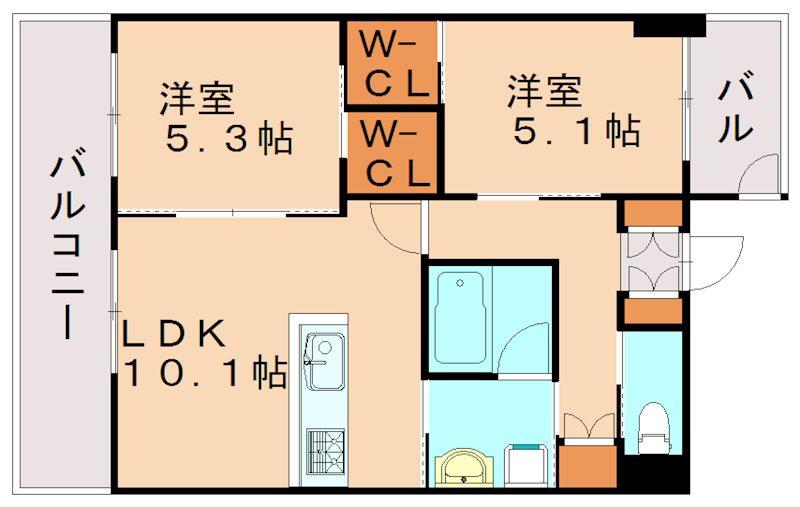 LUCIS高宮(2LDK/5階)の間取り写真