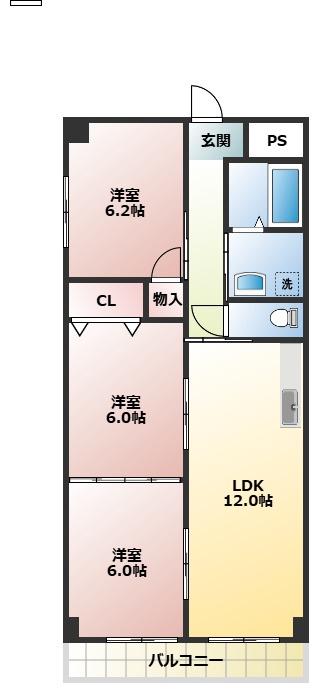 アパートメントハウス朴の樹(3LDK/4階)の間取り写真