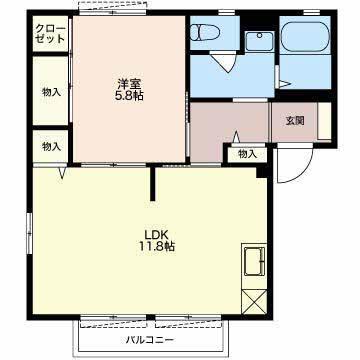 ルミエールA(1LDK/1階)の間取り写真