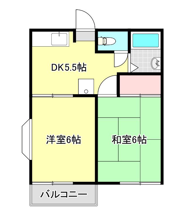 ノースポイントA(2DK/1階)の間取り写真