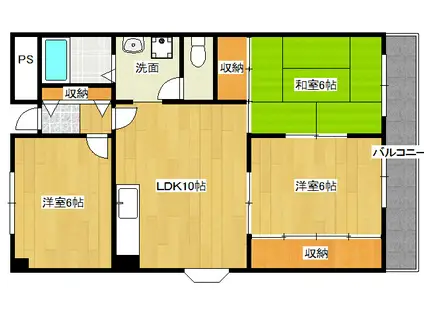 中野セカンドハイツ(3LDK/2階)の間取り写真