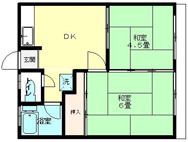 サニーハイツあそう(2DK/1階)の間取り写真