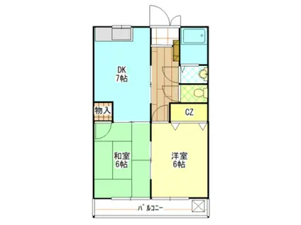 チェリーハウス(2DK/2階)の間取り写真