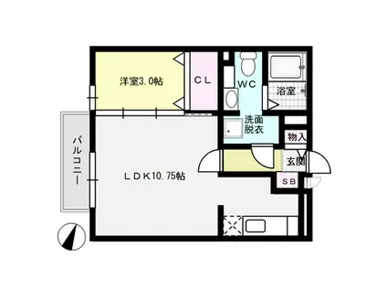 ロワ・ドミールII(1LDK/1階)の間取り写真