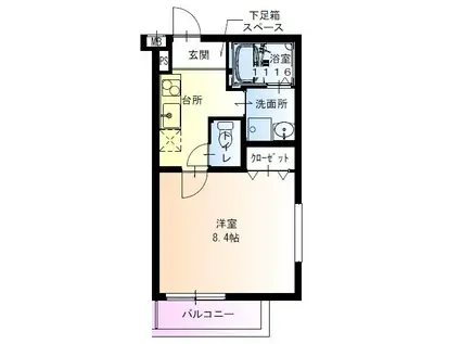 フジパレス立花川辺公園イースト(1K/3階)の間取り写真