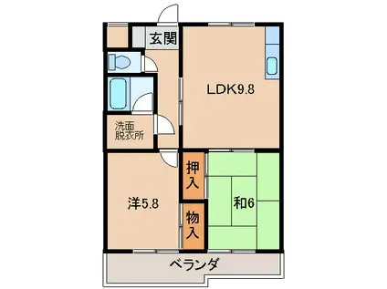グリーンフル浜路(2LDK/2階)の間取り写真