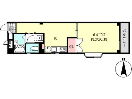 ニューハイツ田端(1DK/2階)の間取り写真
