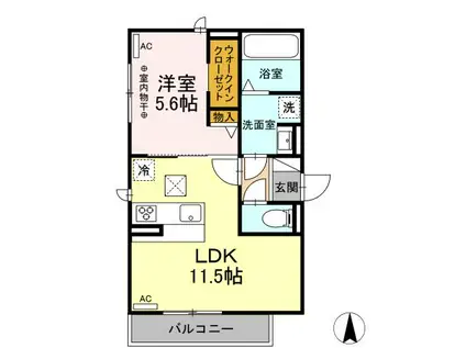TORISIA鴨江(1LDK/1階)の間取り写真