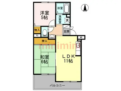 高井マンション(2LDK/3階)の間取り写真
