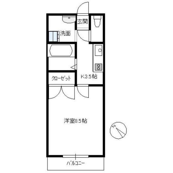 第3間下ビル(1K/1階)の間取り写真