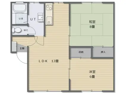 メープル山の手(2LDK/1階)の間取り写真