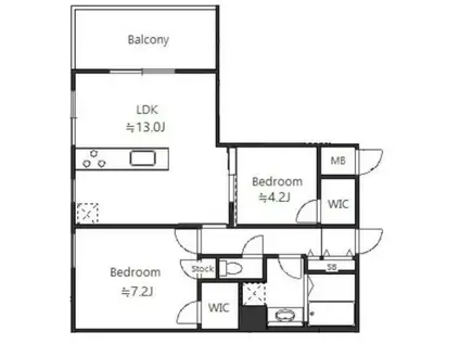 テラス溝ノ口(2LDK/2階)の間取り写真