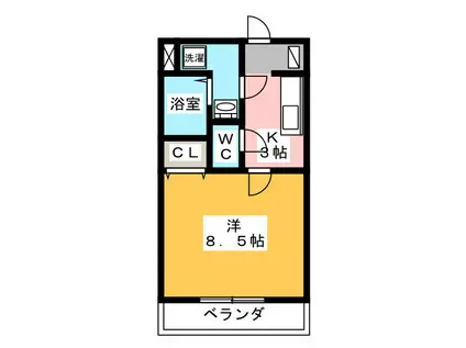 ミルフォード(1K/2階)の間取り写真