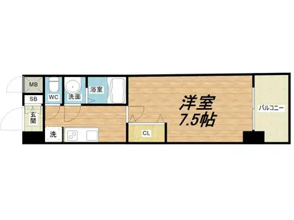 プライムアーバン南森町(1K/10階)の間取り写真