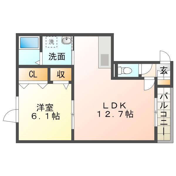 レインボーハウスアンジュ(1LDK/1階)の間取り写真