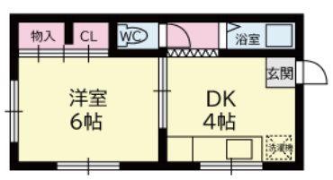 ハイツ八坂(1DK/2階)の間取り写真
