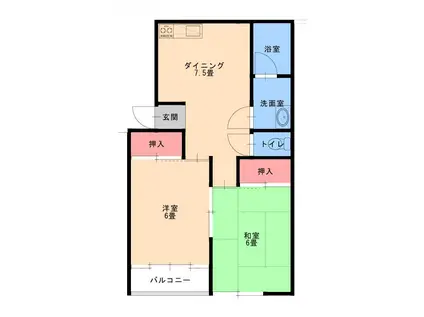 アクティブシティー中里(2DK/2階)の間取り写真