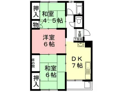 酒向第一ビル(3DK/4階)の間取り写真