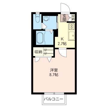 ディオーネ(1K/1階)の間取り写真