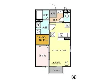 エレゼタウンII(1LDK/1階)の間取り写真