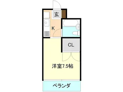 ヴィラ・ミナミII(1K/4階)の間取り写真