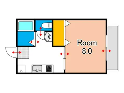 アンダンテ東岡山B(1K/1階)の間取り写真