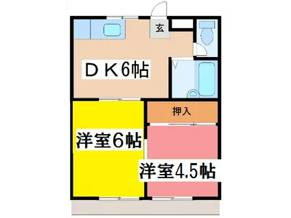 KYハイツ(2DK/1階)の間取り写真