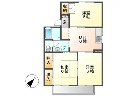 アルカジア石部D棟(3DK/1階)の間取り写真