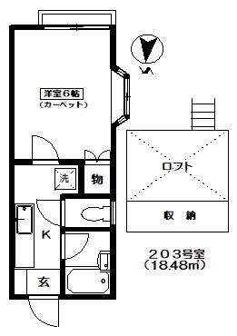 ハイツ ラベンダー(1K/2階)の間取り写真