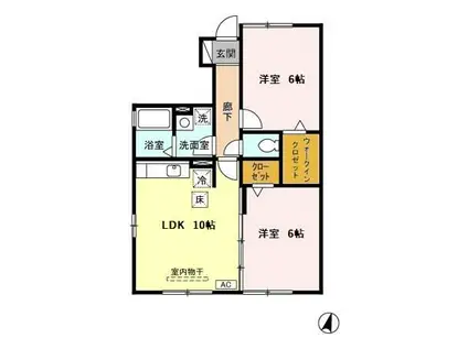 ワイズガーデンABC(2LDK/1階)の間取り写真