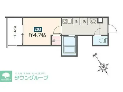MELDIA相模大野(1K/2階)の間取り写真