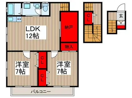 ソレアードI(2LDK/2階)の間取り写真