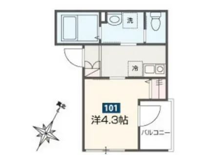 MOMO HOUSE(1K/1階)の間取り写真