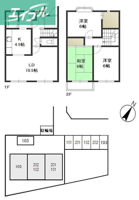 コーポシオン(3LDK/1階)の間取り写真