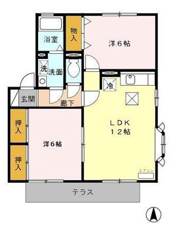 TWIN HOUSE A(2LDK/1階)の間取り写真