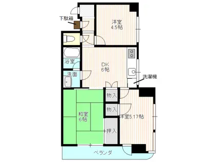 シンセリティ小串(3DK/2階)の間取り写真