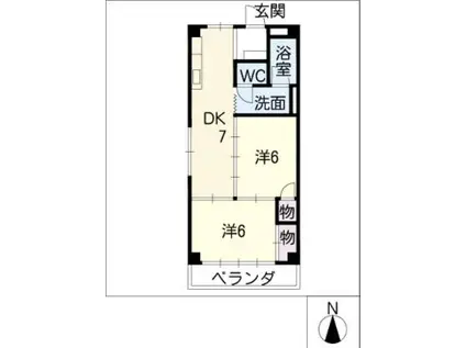 第一紅屋ビル(2DK/2階)の間取り写真