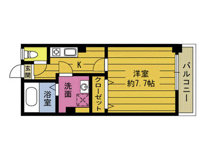 ハイシティ中島(1K/3階)の間取り写真