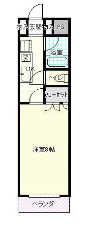 ZINハイツ(1K/1階)の間取り写真