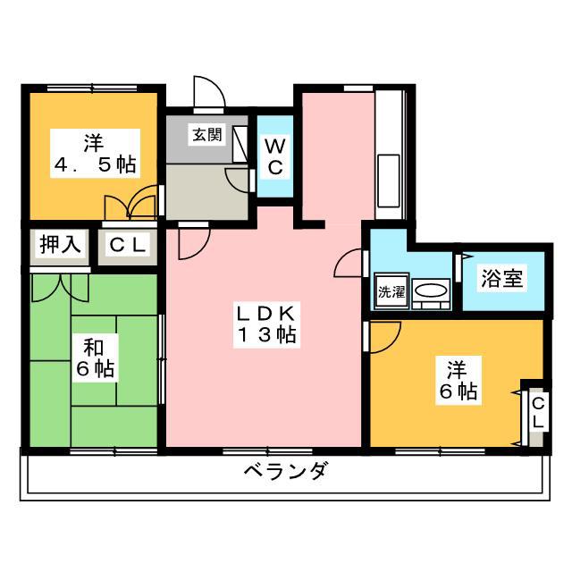 リバーグランドハイツ(3LDK/3階)の間取り写真